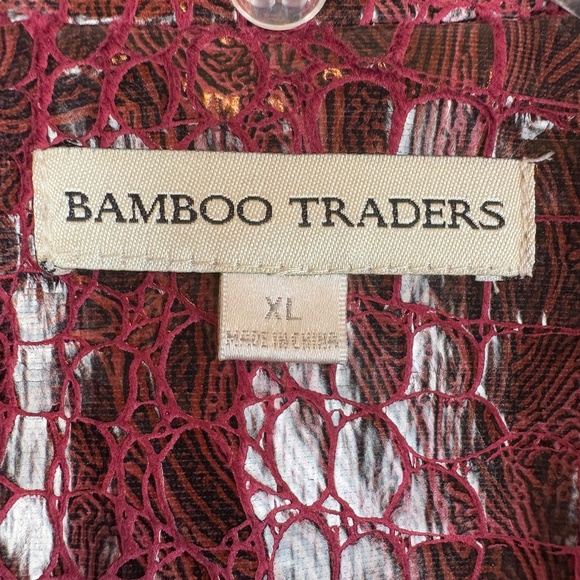 Bamboo Traders Maroon/Wine Faux Leather Reptile Print Lined Button Up Jacket - Picture 8 of 8